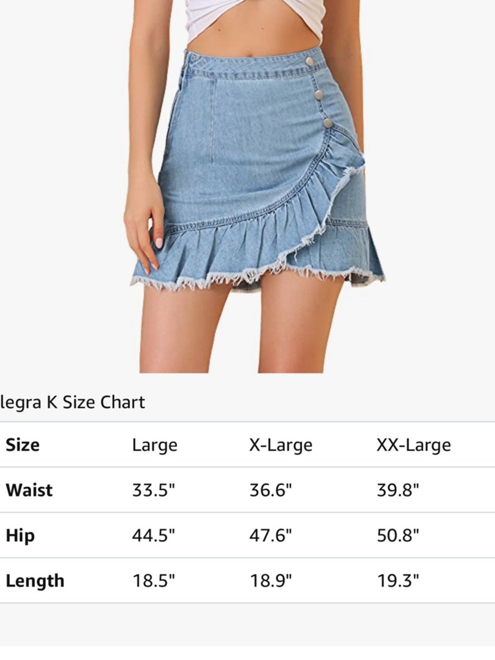 Light Blue Denim Ruffle Mini Skirt - Picture 4 of 8